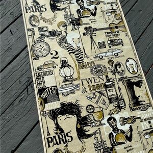 West German rare antique vintage wallpaper 60’s 70’s Paris protest Jaguar booze